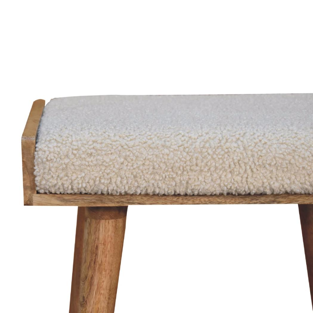 Boucle Cream Tray Style Footstool | Cream Bouclé Upholstery | Artisan-Crafted Design