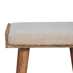 Boucle Cream Tray Style Footstool | Cream Bouclé Upholstery | Artisan-Crafted Design