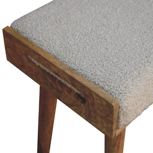 Boucle Cream Tray Style Footstool | Cream Bouclé Upholstery | Artisan-Crafted Design