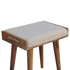 Boucle Cream Tray Style Footstool | Cream Bouclé Upholstery | Artisan-Crafted Design