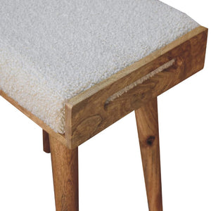 Boucle Cream Tray Style Footstool | Cream Bouclé Upholstery | Artisan-Crafted Design