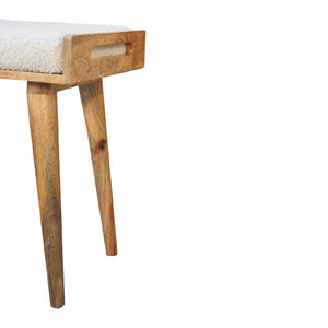 Boucle Cream Tray Style Footstool | Cream Bouclé Upholstery | Artisan-Crafted Design