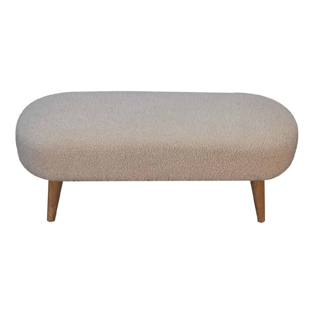 Bouclé Hallway Bench | Upholstered Entryway Seat | Soft Textured Design