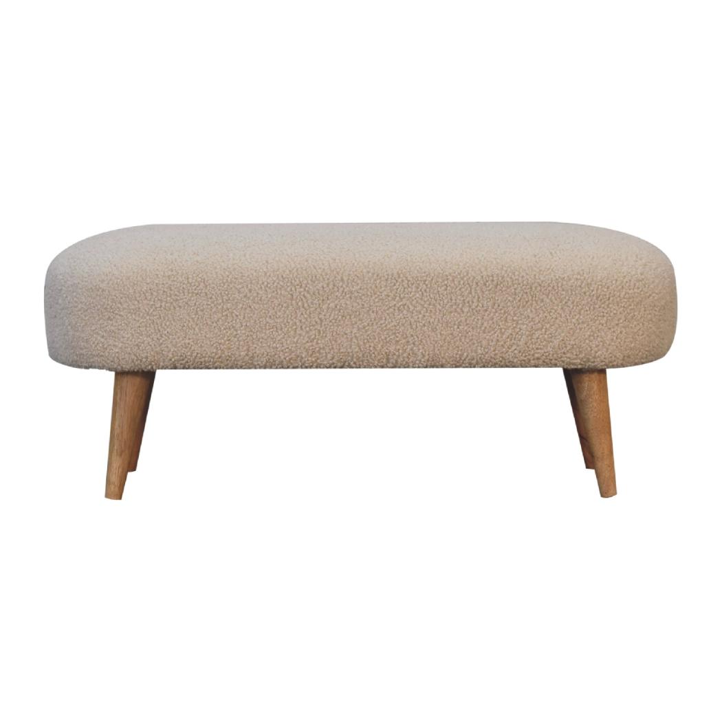 Bouclé Hallway Bench | Upholstered Entryway Seat | Soft Textured Design