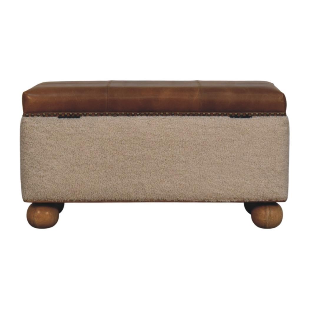 Bouclé Lift-Up Storage Ottoman | Textured Upholstery | Hidden Storage