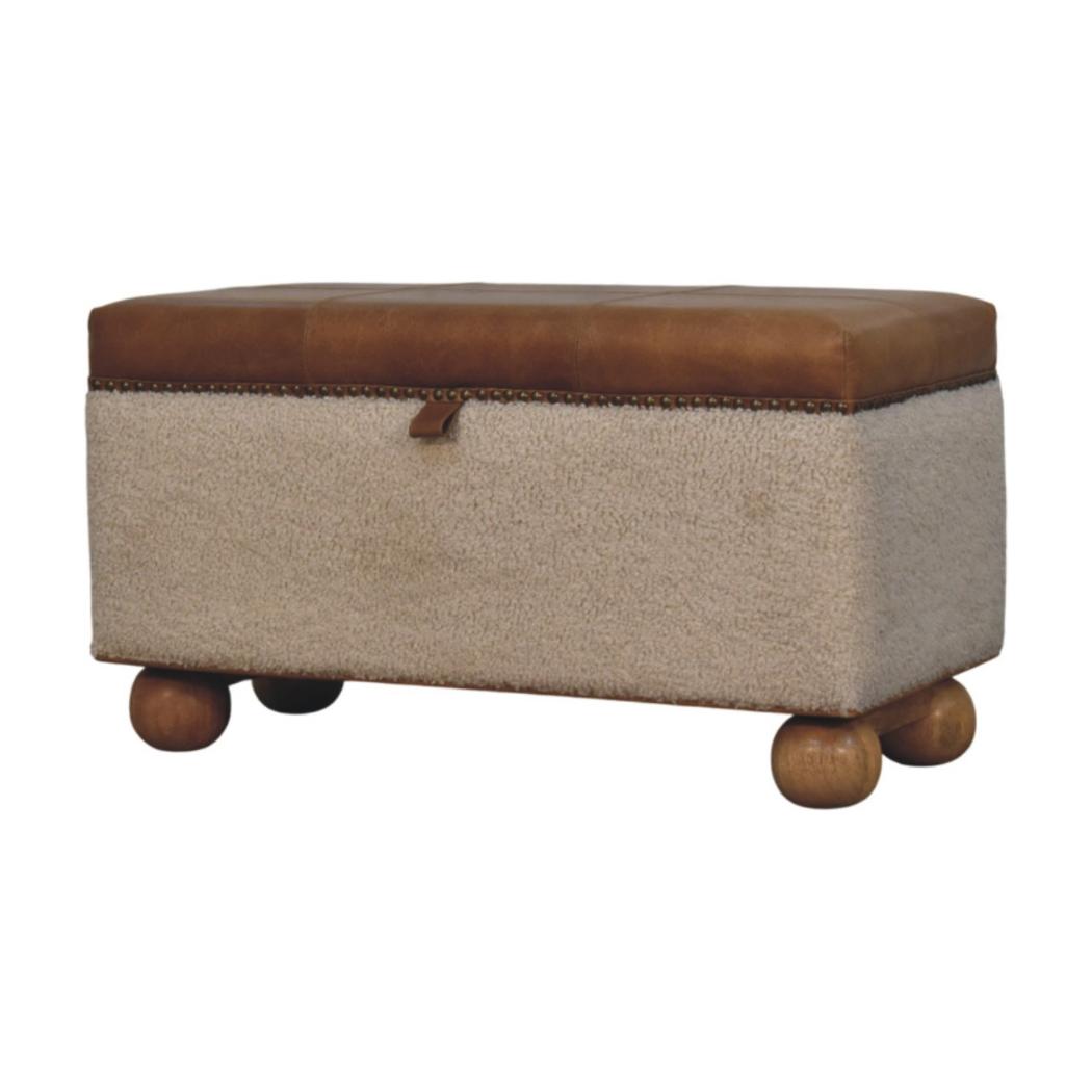 Bouclé Lift-Up Storage Ottoman | Textured Upholstery | Hidden Storage