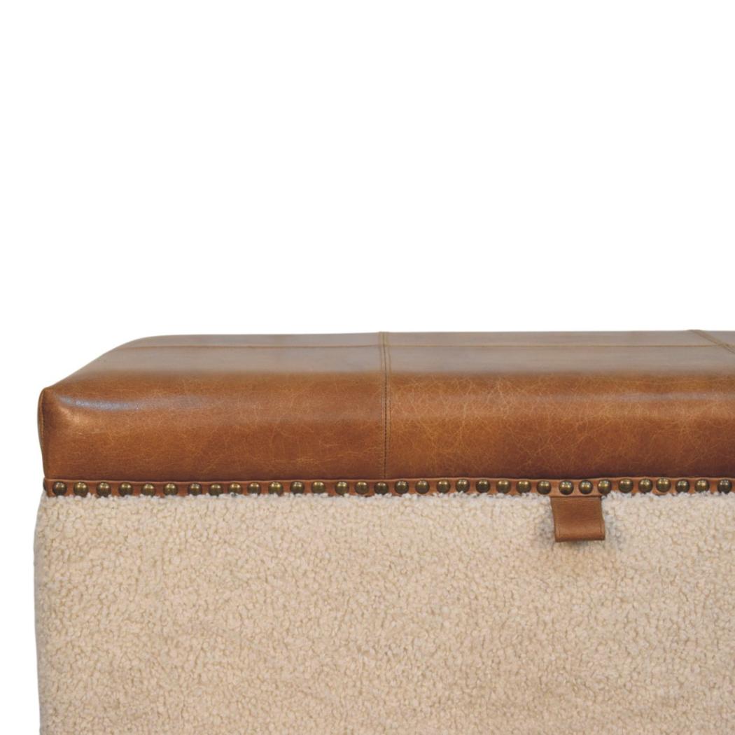 Bouclé Lift-Up Storage Ottoman | Textured Upholstery | Hidden Storage