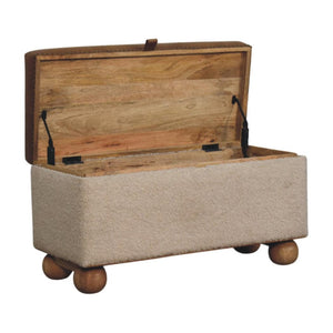 Bouclé Lift-Up Storage Ottoman | Textured Upholstery | Hidden Storage