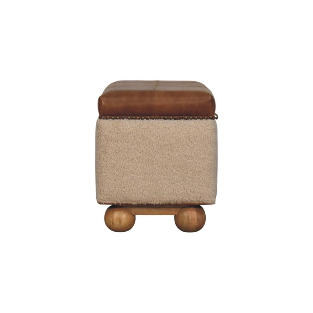 Bouclé Lift-Up Storage Ottoman | Textured Upholstery | Hidden Storage