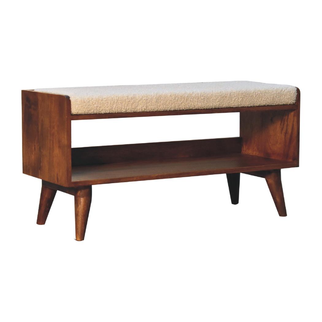 Bouclé Nordic Storage Bench | Cream | Nordic-Inspired Design