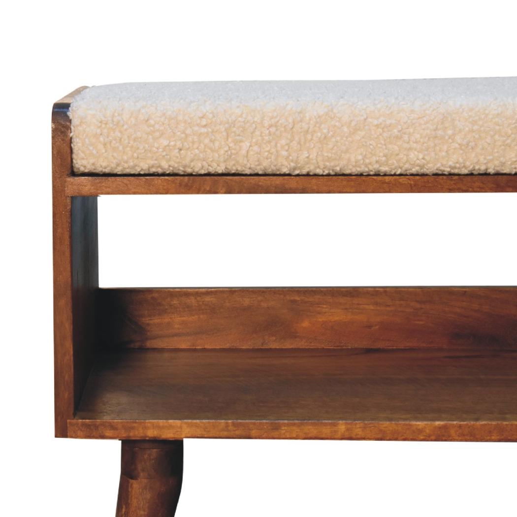 Bouclé Nordic Storage Bench | Cream | Nordic-Inspired Design