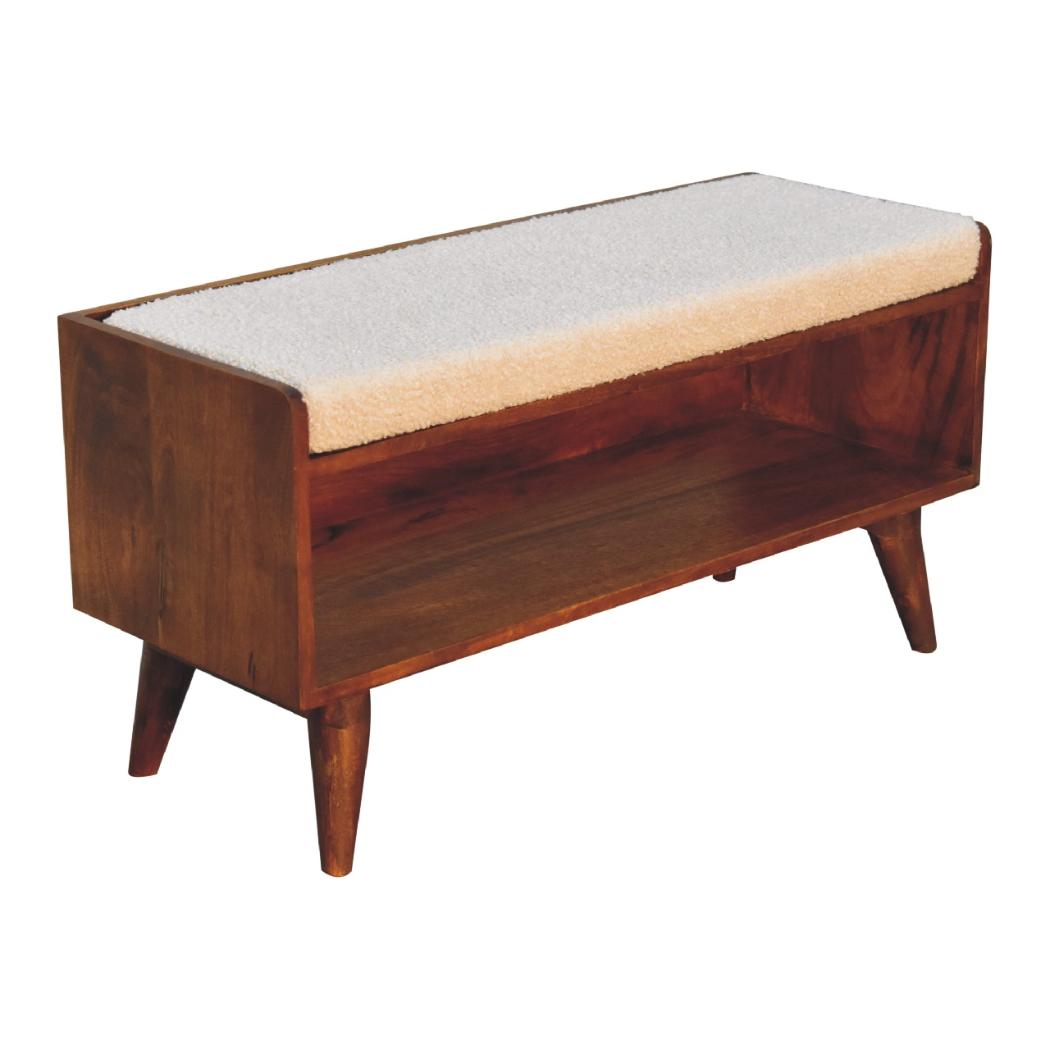 Bouclé Nordic Storage Bench | Cream | Nordic-Inspired Design