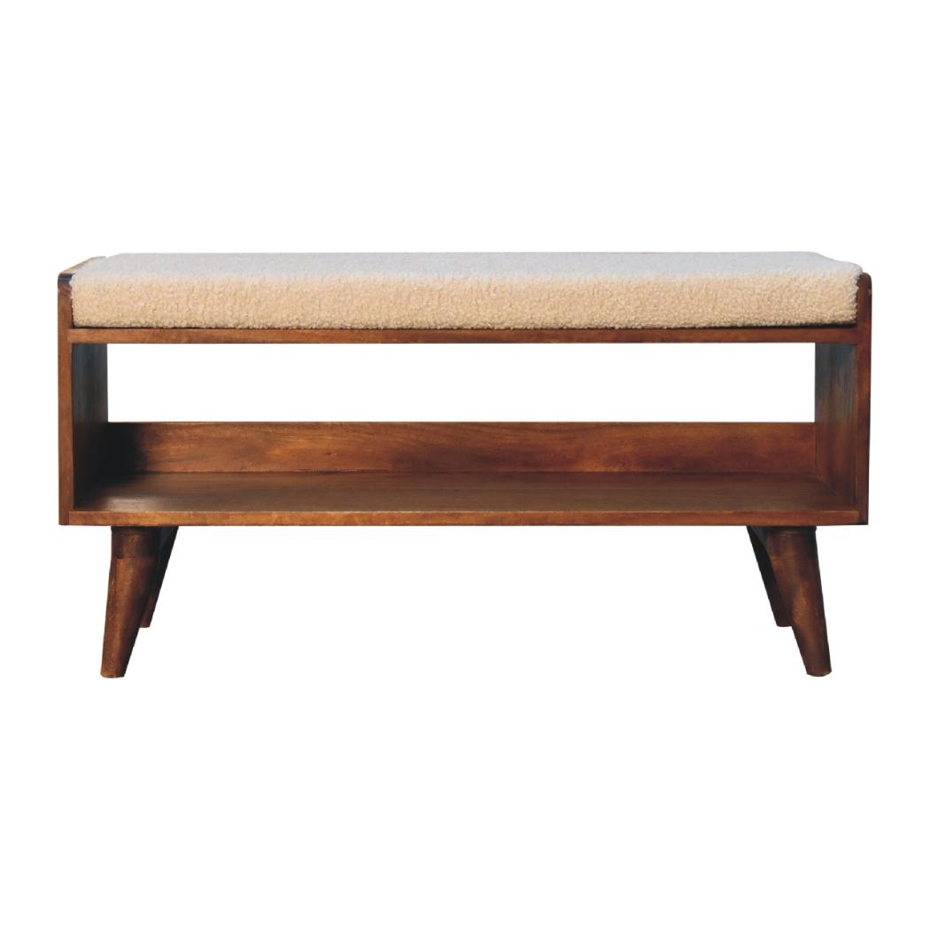 Bouclé Nordic Storage Bench | Cream | Nordic-Inspired Design