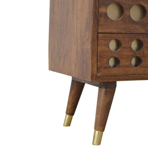 Brass Inlay Mango Wood Media Unit | 4 Drawers & Open Shelves