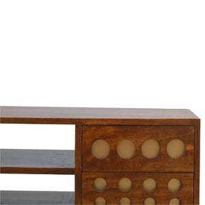 Brass Inlay Mango Wood Media Unit | 4 Drawers & Open Shelves