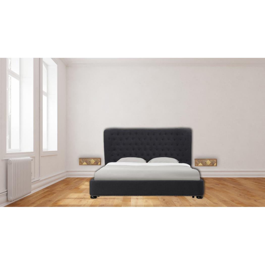 Brass Inlay Wall-Mounted Bedside Table | Solid Mango Wood | Compact Storage