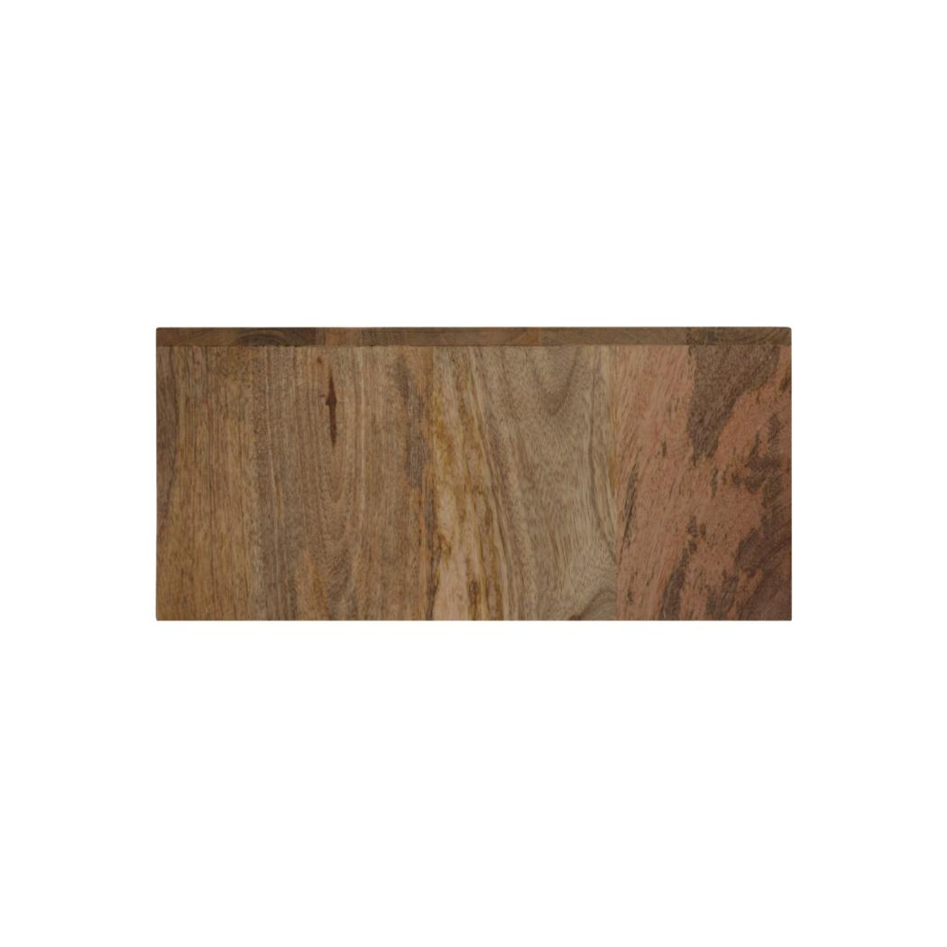 Brass Inlay Wall-Mounted Bedside Table | Solid Mango Wood | Compact Storage