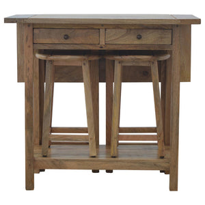 Breakfast Table Set | Table with 2 Stools | Compact Dining Furniture