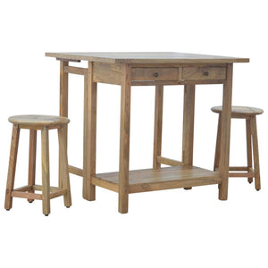 Breakfast Table Set | Table with 2 Stools | Compact Dining Furniture