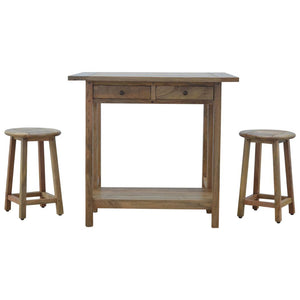 Breakfast Table Set | Table with 2 Stools | Compact Dining Furniture