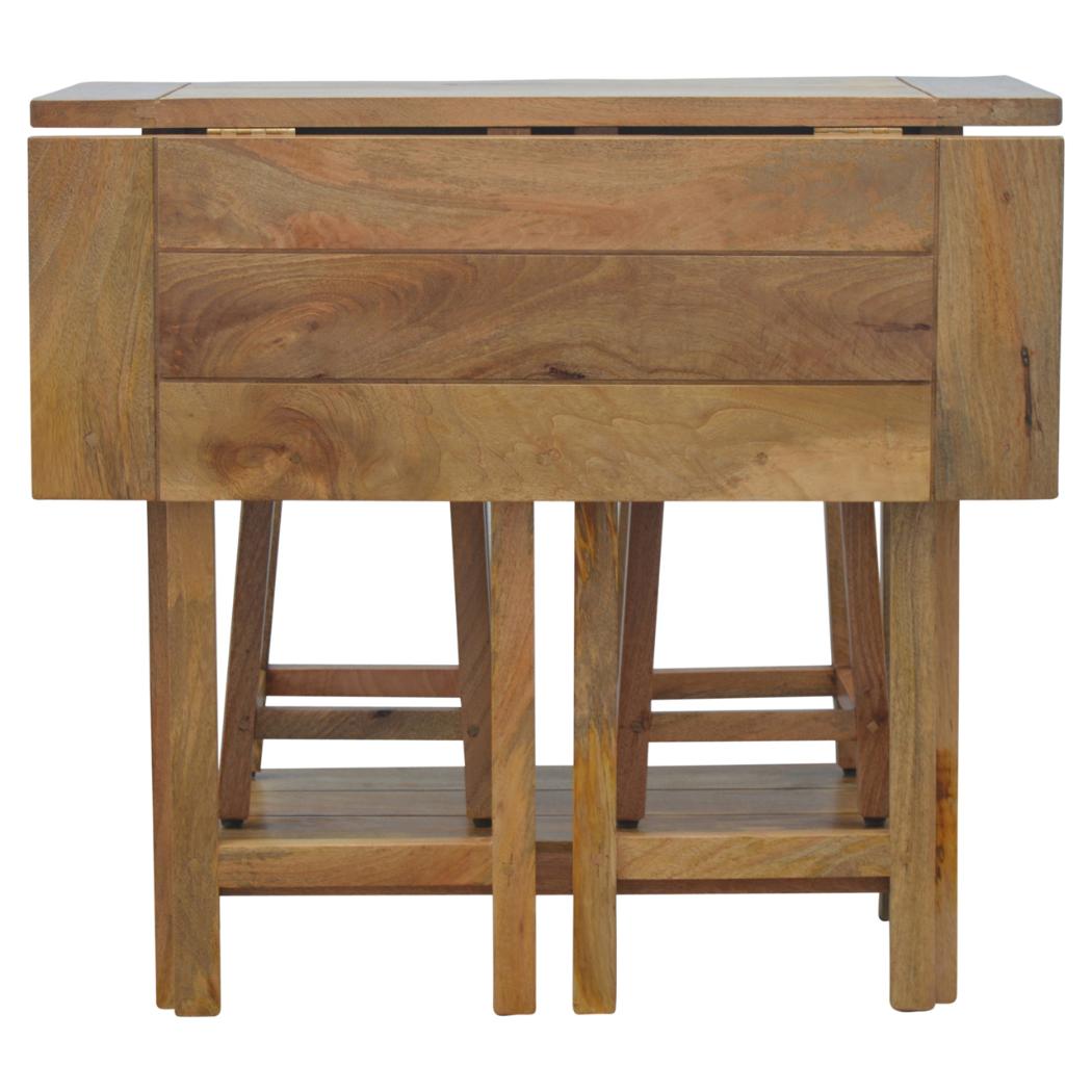 Breakfast Table Set | Table with 2 Stools | Compact Dining Furniture