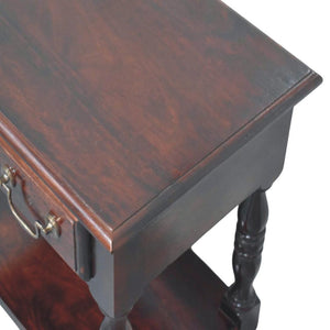 Briar Turned Leg Side Table | Solid Mango Wood | One Drawer | Winewood Oak Finish