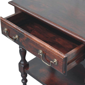 Briar Turned Leg Side Table | Solid Mango Wood | One Drawer | Winewood Oak Finish