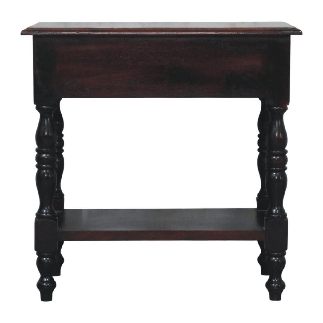 Briar Turned Leg Side Table | Solid Mango Wood | One Drawer | Winewood Oak Finish