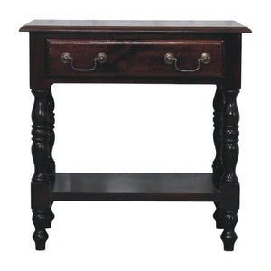 Briar Turned Leg Side Table | Solid Mango Wood | One Drawer | Winewood Oak Finish