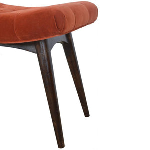 Brick Cotton Velvet Curved Bench | Upholstered Accent Seat | Bedroom & Hallway