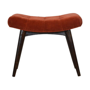 Brick Cotton Velvet Curved Bench | Upholstered Accent Seat | Bedroom & Hallway
