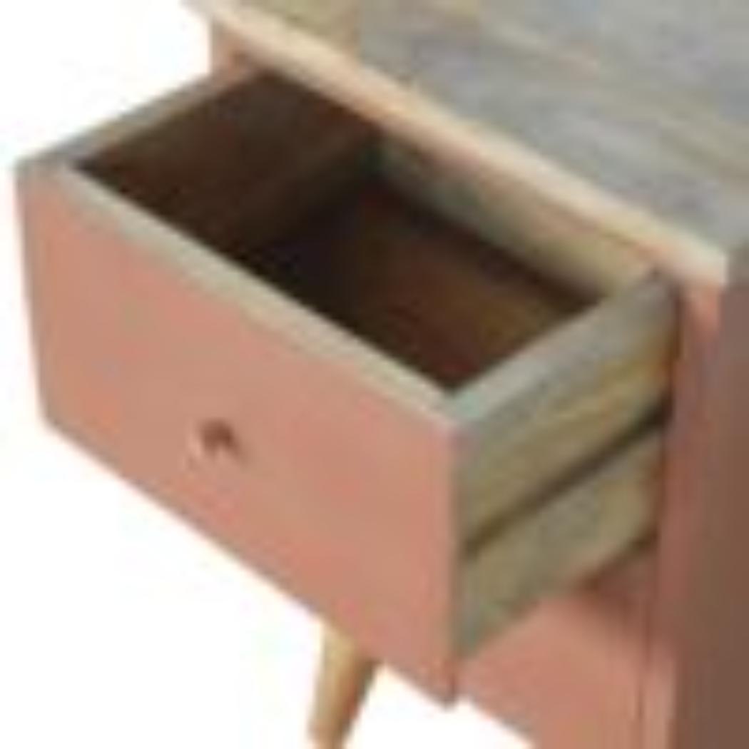 Brick Red Hand-Painted Bedside Table | Solid Mango Wood | Artisan Pattern | Bedroom Storage