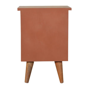 Brick Red Hand-Painted Bedside Table | Solid Mango Wood | Artisan Pattern | Bedroom Storage