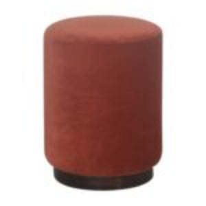 Brick Red Upholstered Footstool | Gold Metal Base | Compact Accent Seating