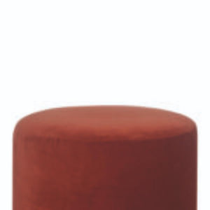 Brick Red Upholstered Footstool | Gold Metal Base | Compact Accent Seating
