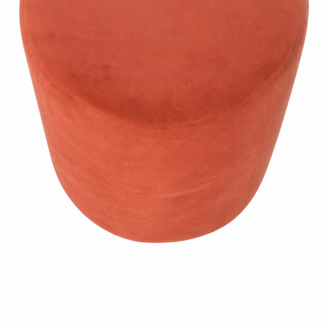 Brick Red Upholstered Footstool | Gold Metal Base | Compact Accent Seating