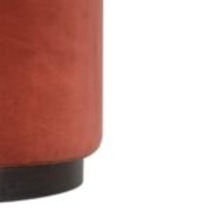 Brick Red Upholstered Footstool | Gold Metal Base | Compact Accent Seating