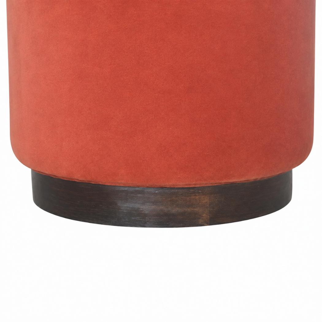Brick Red Upholstered Footstool | Gold Metal Base | Compact Accent Seating