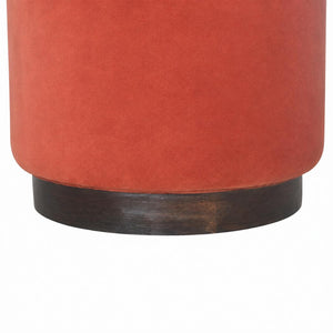 Brick Red Upholstered Footstool | Gold Metal Base | Compact Accent Seating