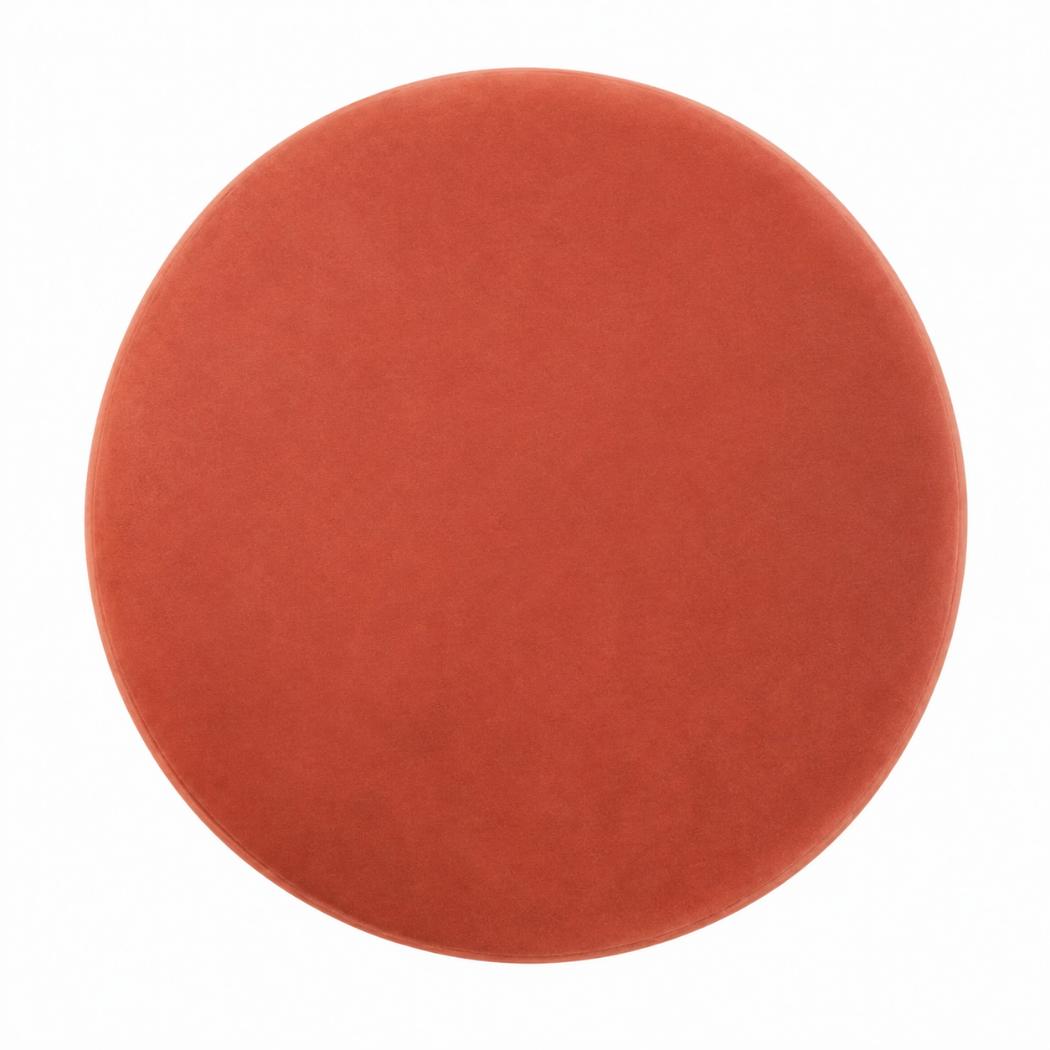 Brick Red Upholstered Footstool | Gold Metal Base | Compact Accent Seating