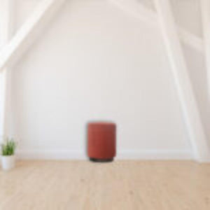 Brick Red Upholstered Footstool | Gold Metal Base | Compact Accent Seating
