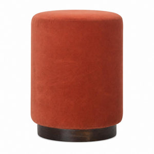 Brick Red Upholstered Footstool | Gold Metal Base | Compact Accent Seating