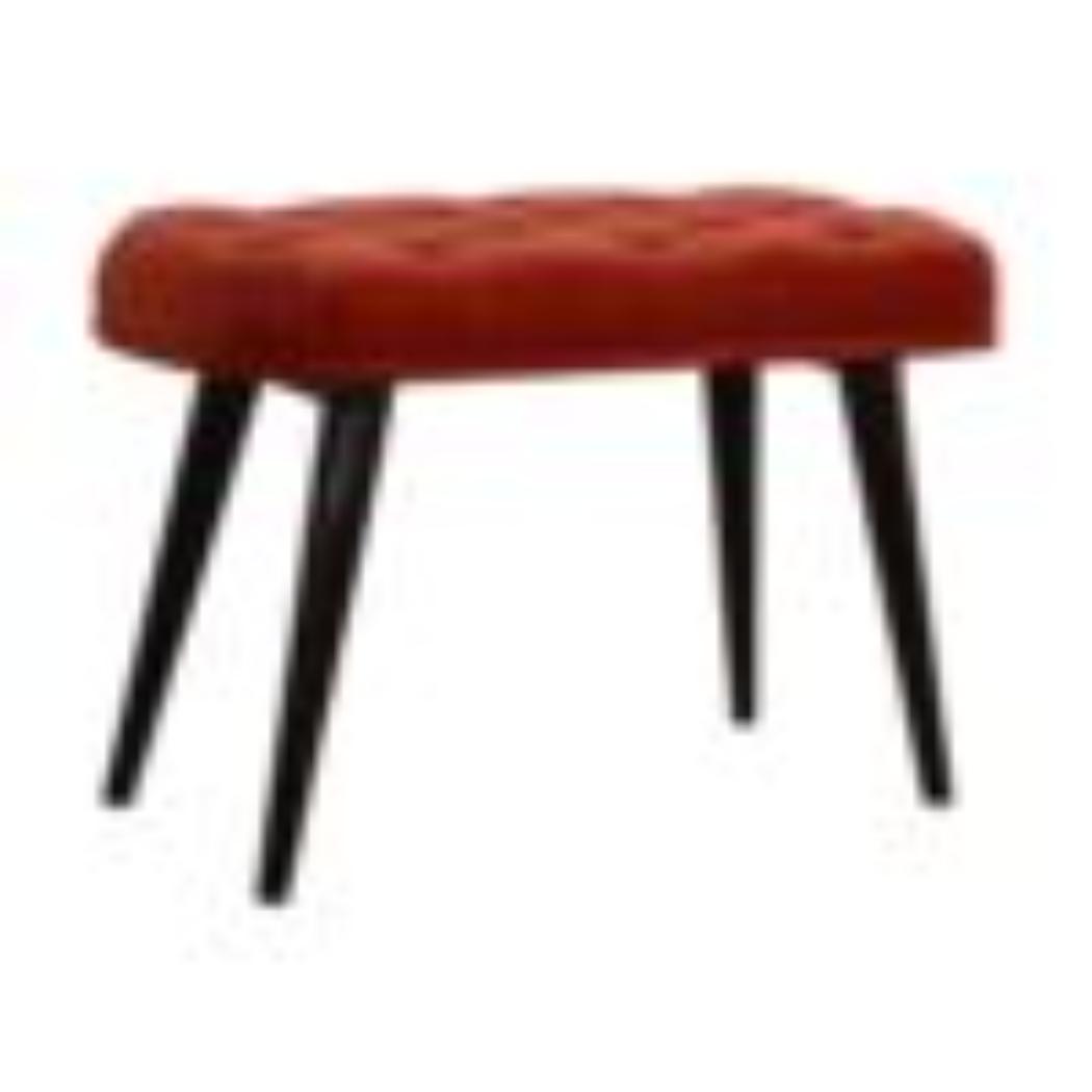 Brick Red Velvet Deep Button Bench | Cotton Velvet | Solid Mango Wood Frame | Statement Seating