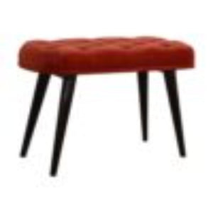 Brick Red Velvet Deep Button Bench | Cotton Velvet | Solid Mango Wood Frame | Statement Seating