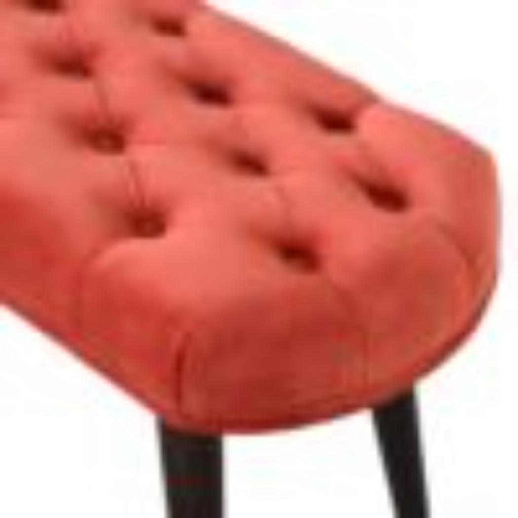 Brick Red Velvet Deep Button Bench | Cotton Velvet | Solid Mango Wood Frame | Statement Seating