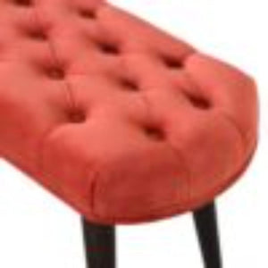 Brick Red Velvet Deep Button Bench | Cotton Velvet | Solid Mango Wood Frame | Statement Seating