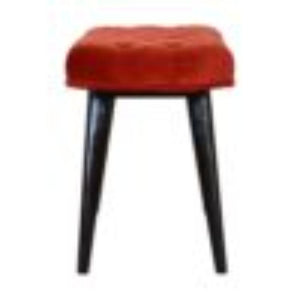 Brick Red Velvet Deep Button Bench | Cotton Velvet | Solid Mango Wood Frame | Statement Seating