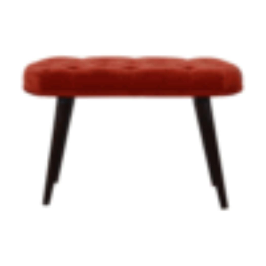Brick Red Velvet Deep Button Bench | Cotton Velvet | Solid Mango Wood Frame | Statement Seating