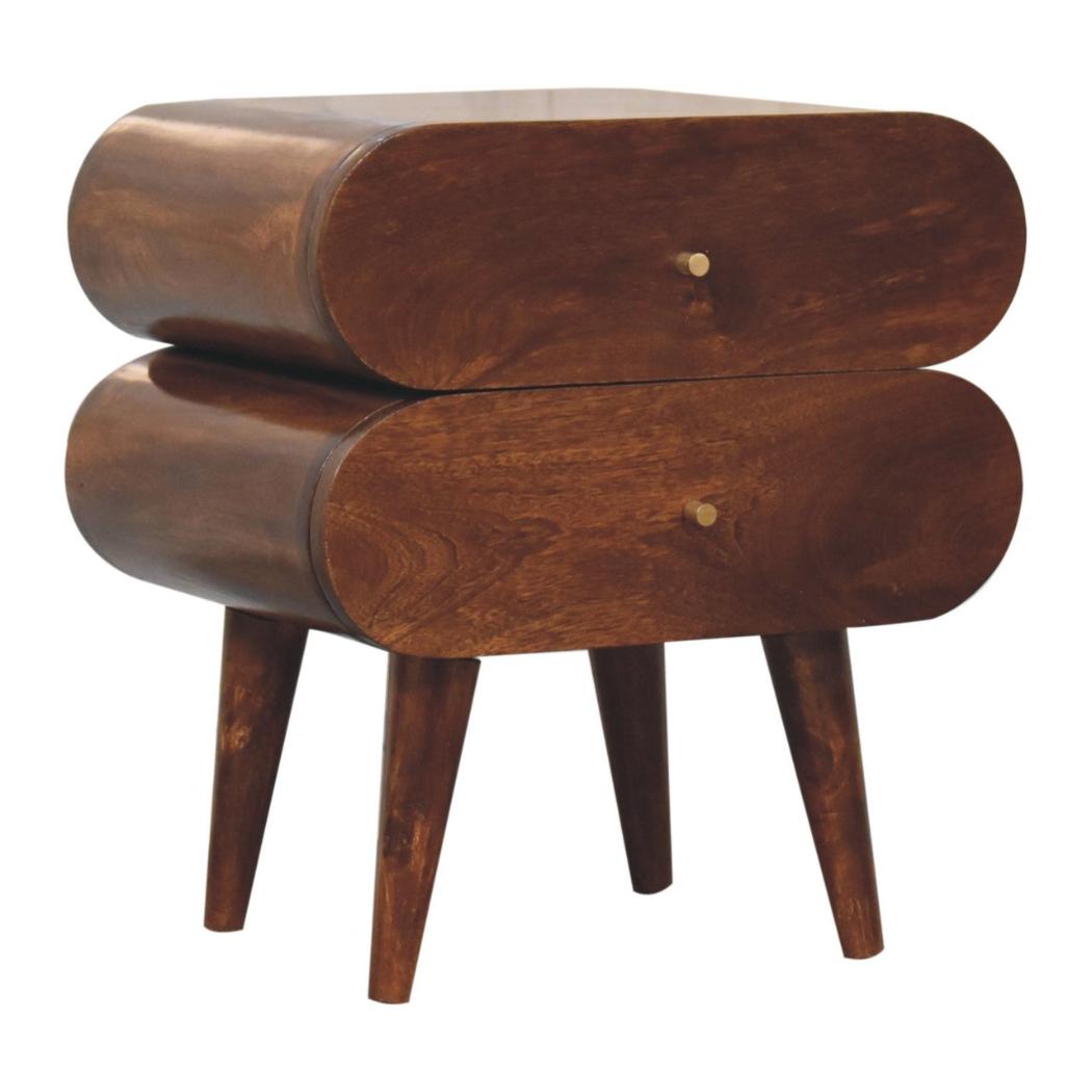 Bubble Bedside Table | Chestnut Finish | Rounded Sculptural Design