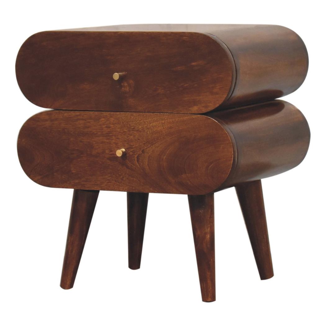 Bubble Bedside Table | Chestnut Finish | Rounded Sculptural Design
